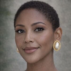 D'Bello Gold and Faux Pearl Oval Earrings